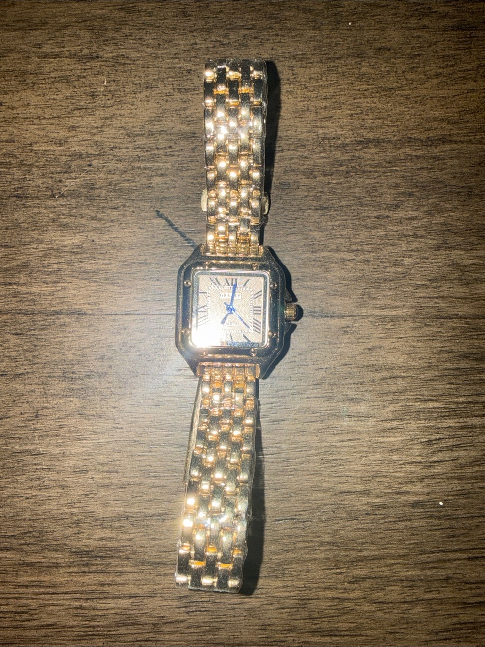 Gold-Tone Women's Bracelet Watch with Blue Hands
